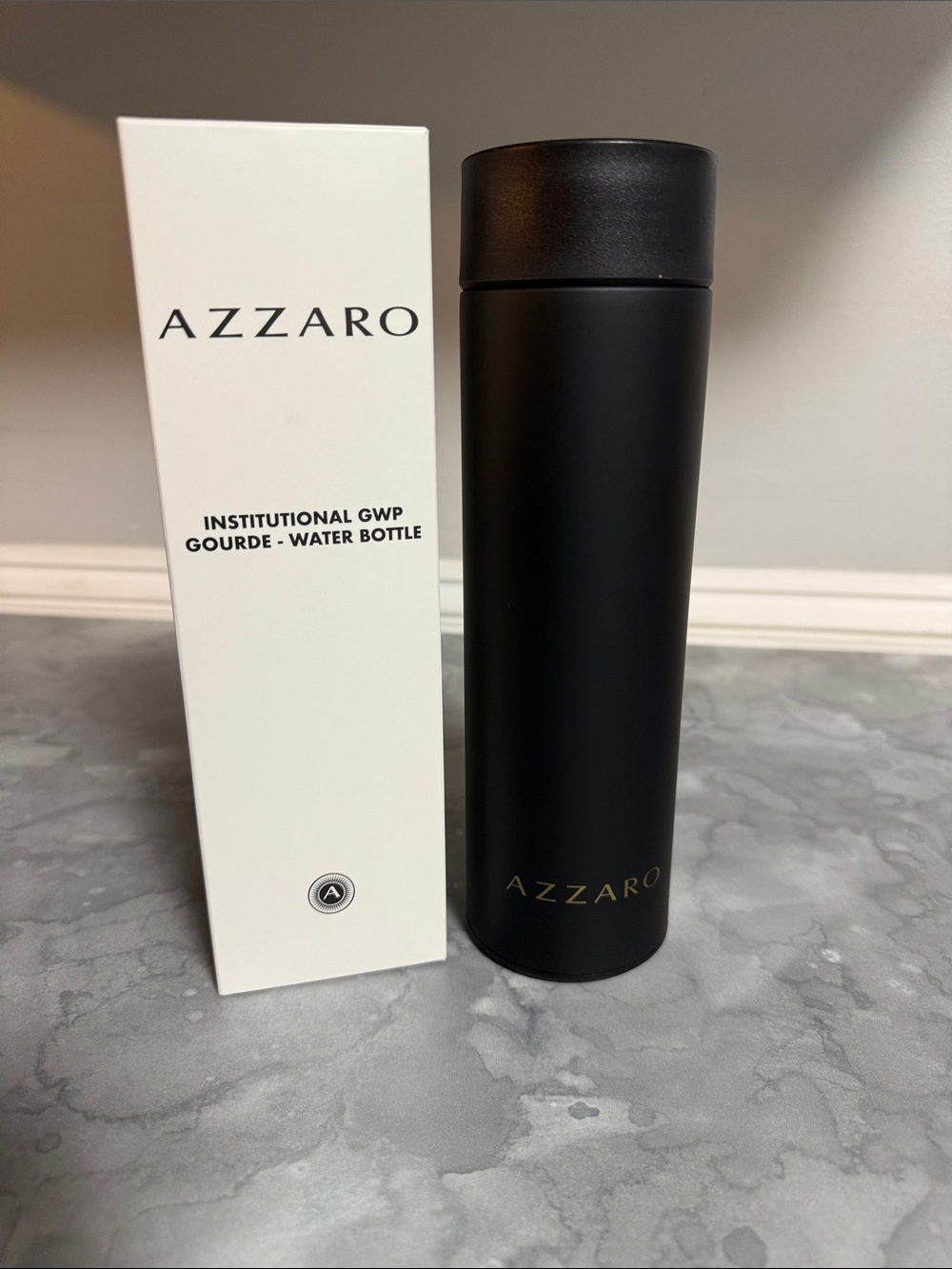 Azzaro Black Stainless Water Bottle